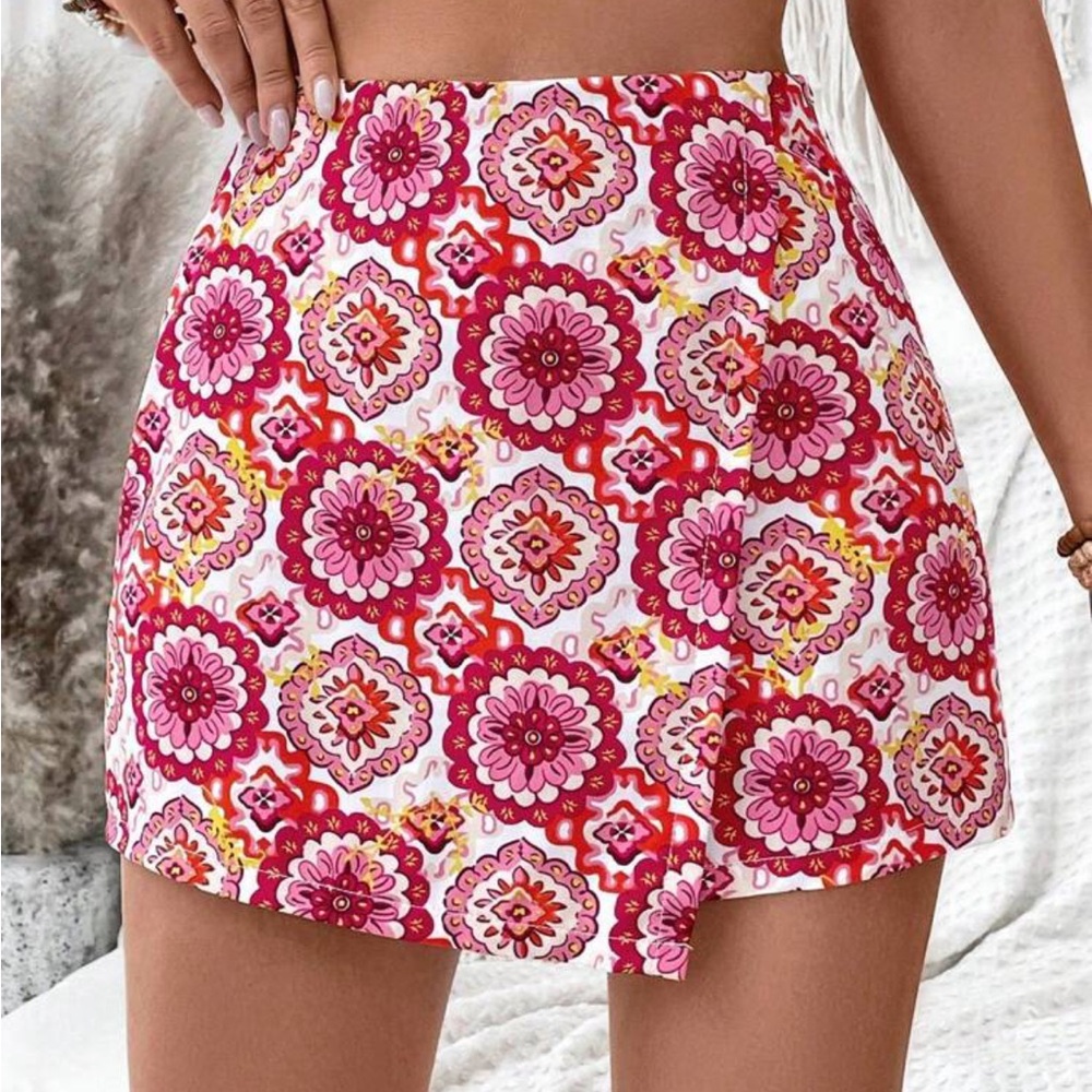 SHEIN VCAY Full-Printed Wrap Skort